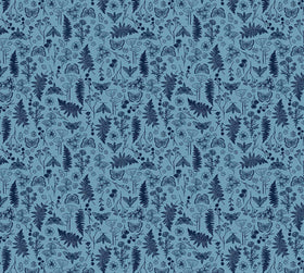 Quilting Cuddle Prints - Whispering Blooms Faegrove Blue Yardage
