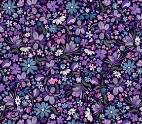 Quilting Cuddle Prints - Whispering Blooms Mystical Purple Yardage
