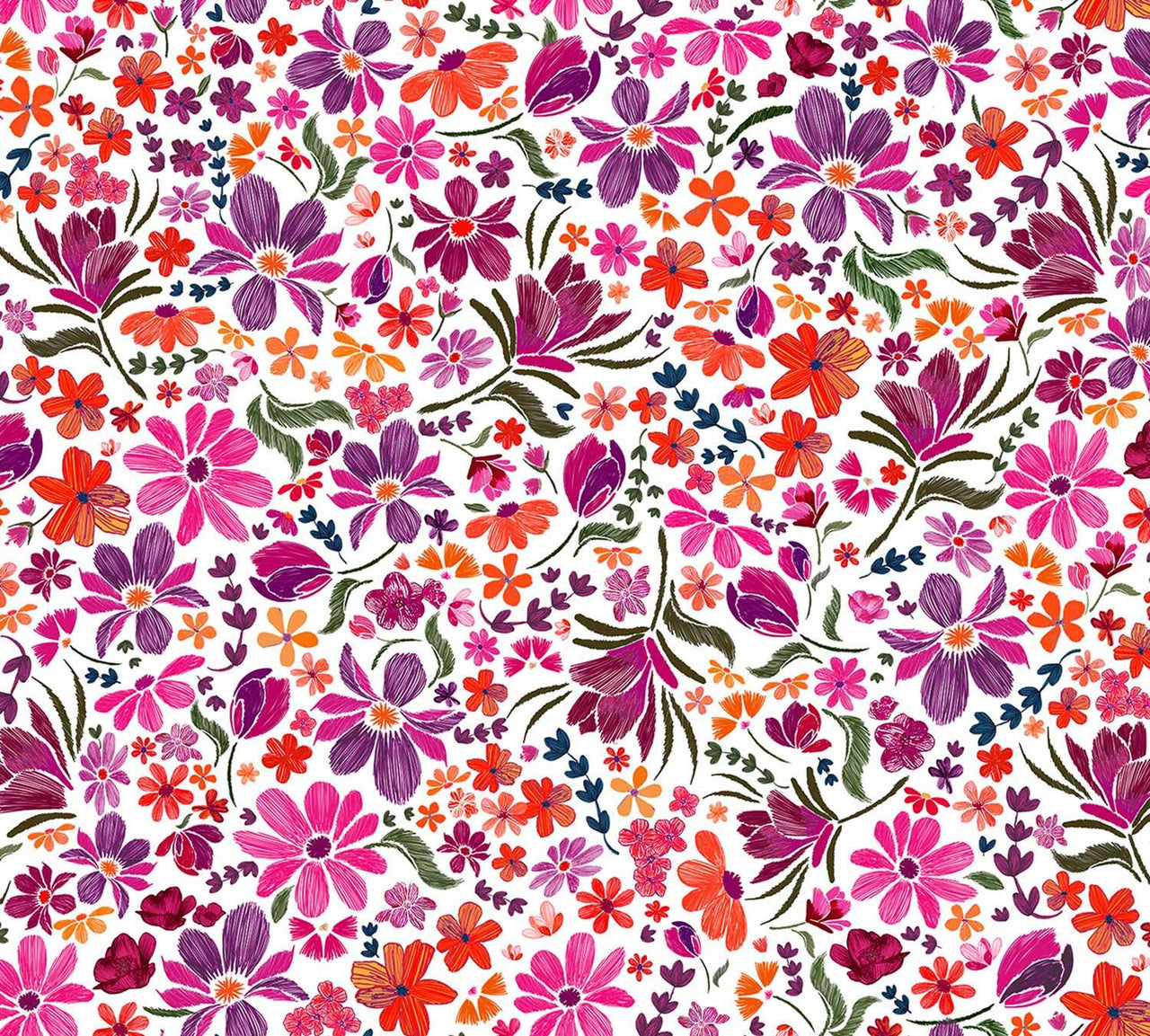 Quilting Cuddle Prints - Whispering Blooms Mystic Snow Yardage