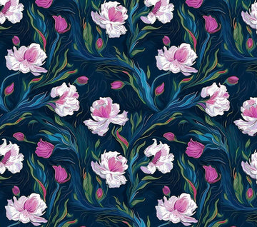 Quilting Cuddle Prints - Whispering Blooms Nightshade Purple Yardage