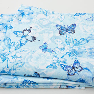 Flutter 108" - Monotone Butterfly Floral Light Blue 3 Yard Cut
