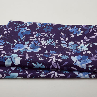 Garden Whisper 118" - Watercolor Floral Nightshade 3 Yard Cut