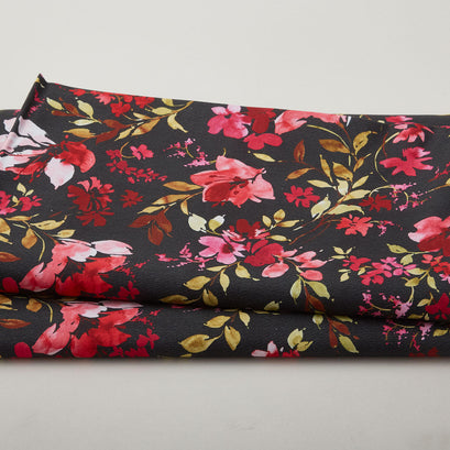 Garden Whisper 118" - Watercolor Floral Black 3 Yard Cut