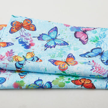 Hummingbird Messenger - Butterflies Light Blue 2 Yard Cut
