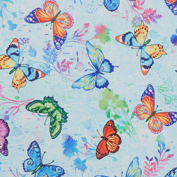 Hummingbird Messenger - Butterflies Light Blue 2 Yard Cut