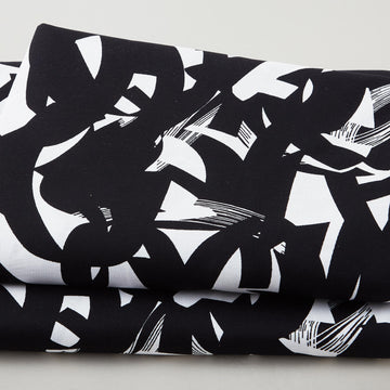 Not So Black and White 108" - Brush Strokes White/Black 3 Yard Cut