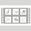Moonlit Dreams - Animal Blocks Gray Fabric Panel