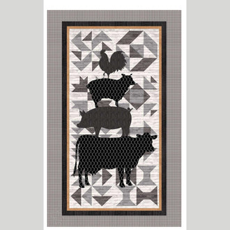 Buttermilk Farmstead - Stacked Farm Animals Black Fabric Panel