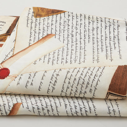 We The People 108" Wide - Historic Documents Cream/Brown Digitally Printed 3 Yard Cut