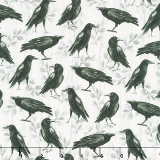 Fear Factory - Crow Allover White Yardage