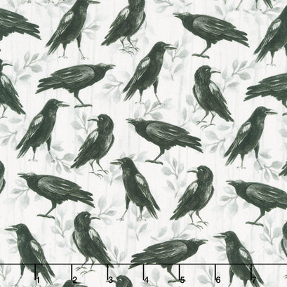 Fear Factory - Crow Allover White Yardage