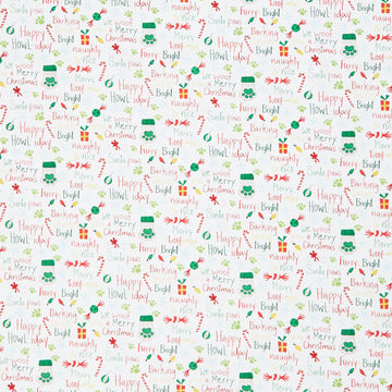 Merry Woof-mas - Words White Yardage