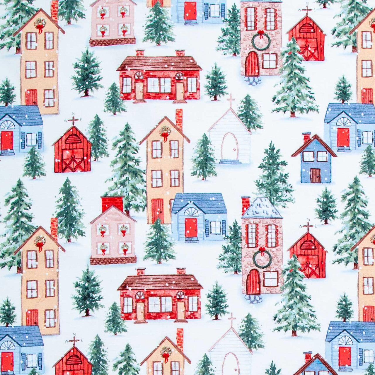 Christmas Village - Village White Multi Yardage