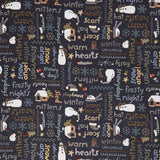 Snowy Days and Frosty Nights - Snow Many Words Graphite Yardage