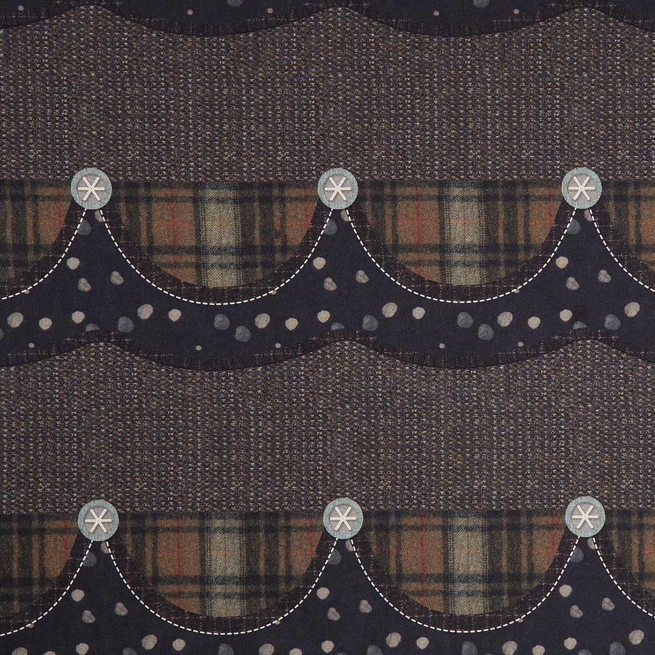 Snowy Days and Frosty Nights - Scallop Border Shadow Yardage