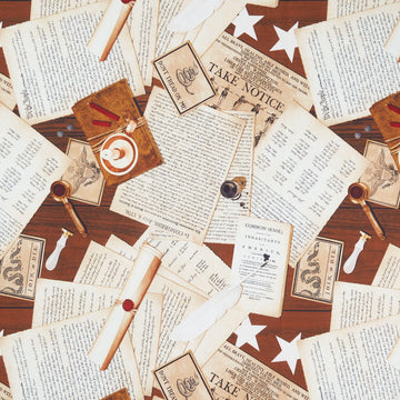 United We Stand - Documents Cream Brown Yardage