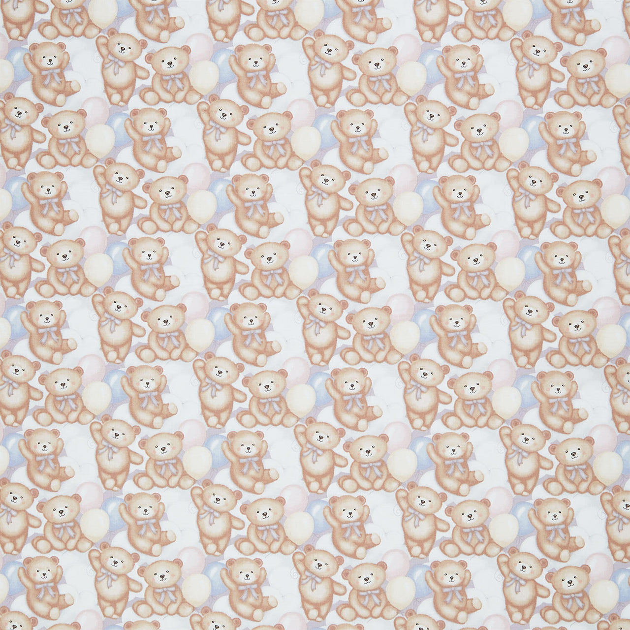 Sleepy Teddy - Teddy Bears and Clouds Gray Multi Yardage