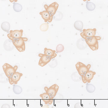 Sleepy Teddy - Flying Teddy Bears Gray Multi Yardage