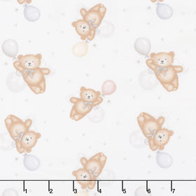 Sleepy Teddy - Flying Teddy Bears Gray Multi Yardage