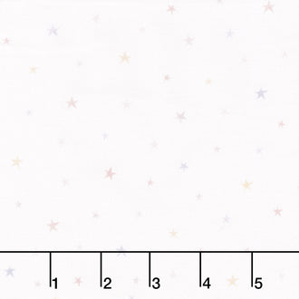 Sleepy Teddy - Tossed Stars White Multi Yardage