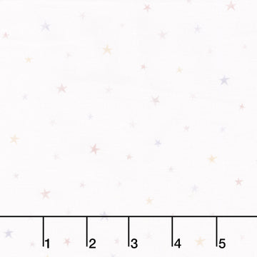 Sleepy Teddy - Tossed Stars White Multi Yardage