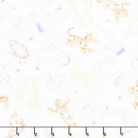 Classic Winnie - Character Drawings Multi Yardage