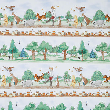 Classic Winnie - Winnie the Pooh Stripe Brown Green Yardage