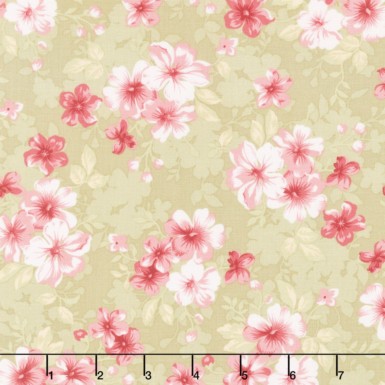 Elizabeth - Floral Bouquet Toss Sage Yardage