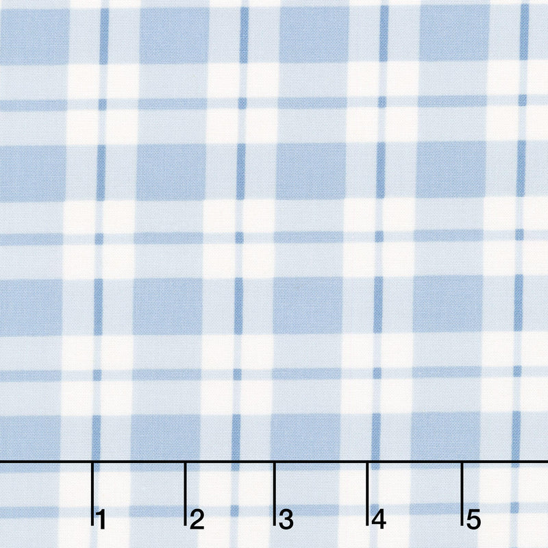 Beautiful Bowquets - Plaid Light Blue Cream Yardage