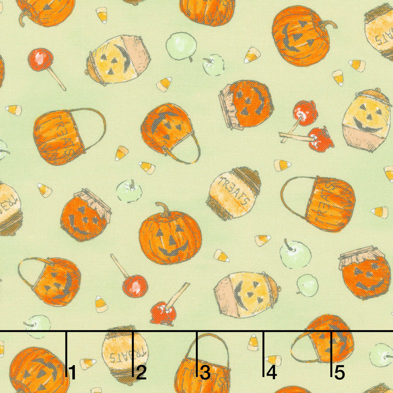 Haunted Acre Wood - Pumpkins and Pots Green Yardage