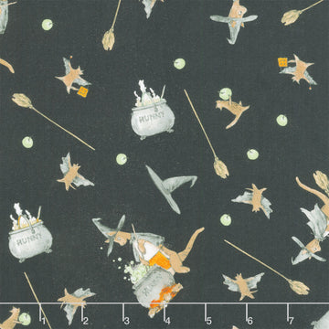 Haunted Acre Wood - Witches Roos Black Yardage