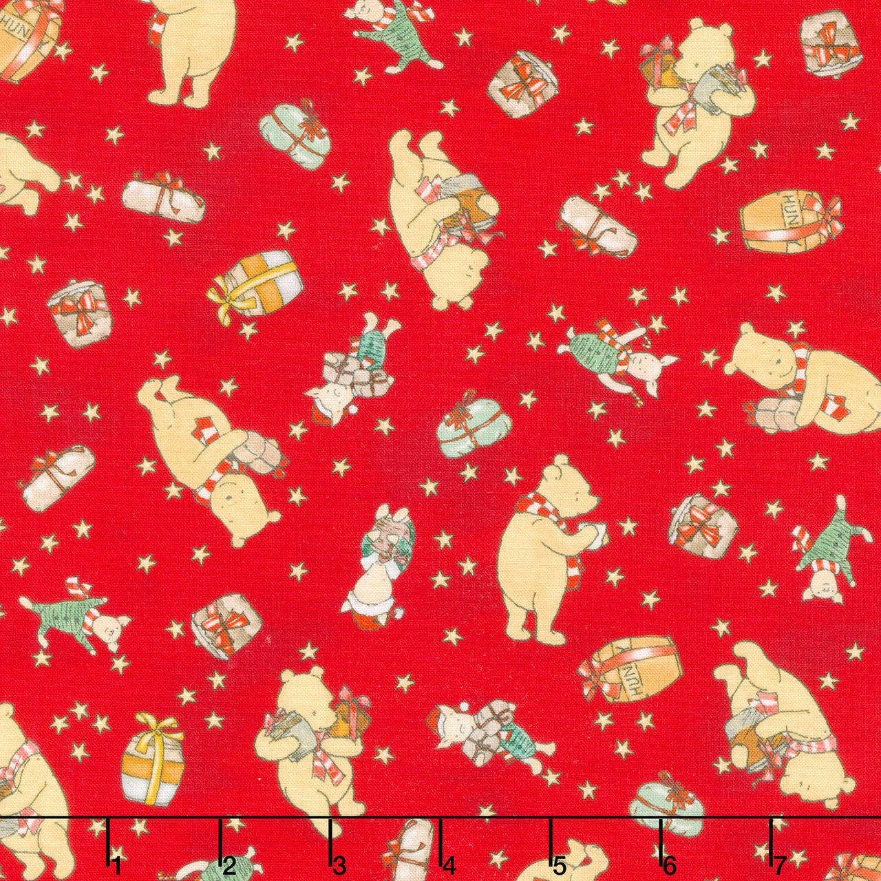 Christmas at Pooh Corner - Bears and Bundles Red Yardage