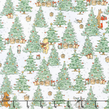 Christmas at Pooh Corner - Christmas Trees Green Snow Yardage