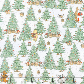 Christmas at Pooh Corner - Christmas Trees Green Snow Yardage