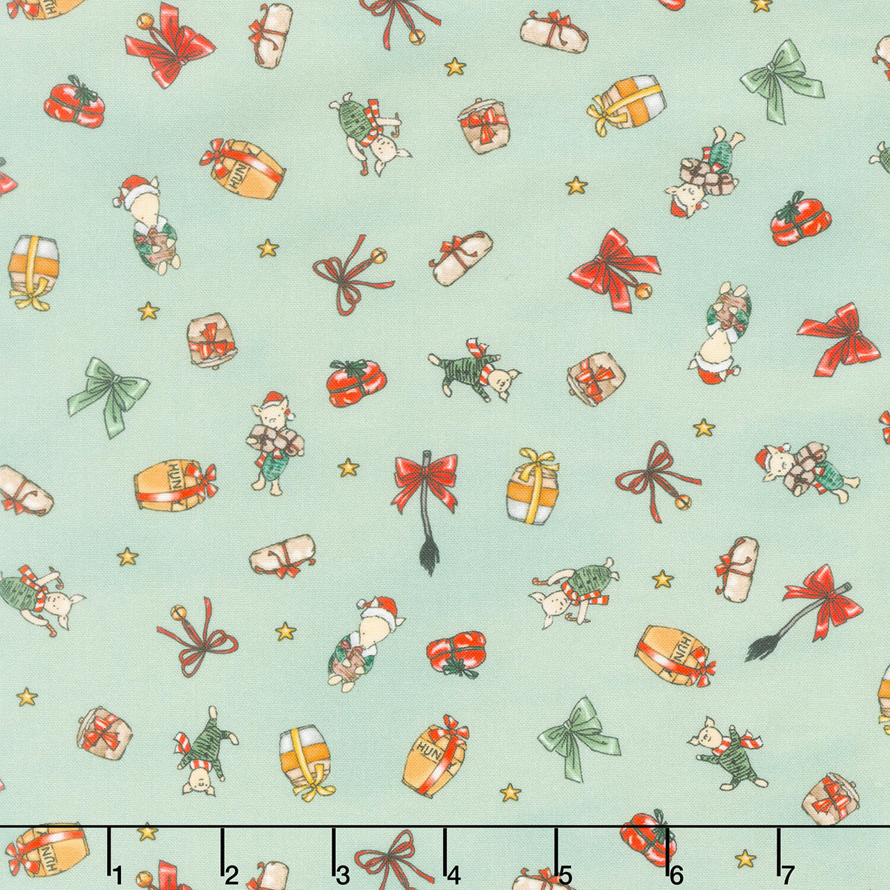 Christmas at Pooh Corner - Piglets Light Green Yardage
