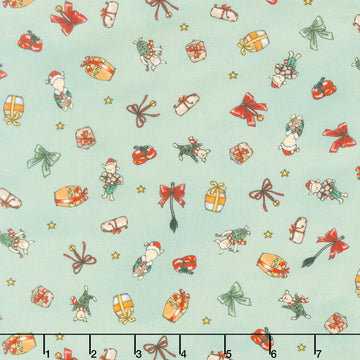 Christmas at Pooh Corner - Piglets Light Green Yardage