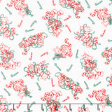 Christmas at Pooh Corner - Peppermint Tigers White Red Yardage