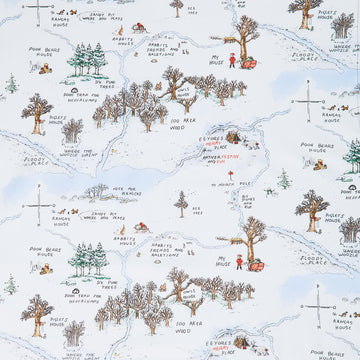 Christmas at Pooh Corner - Frosted Acre Wood Snow Yardage