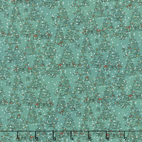 Christmas at Pooh Corner - Trees Mono Forest Yardage