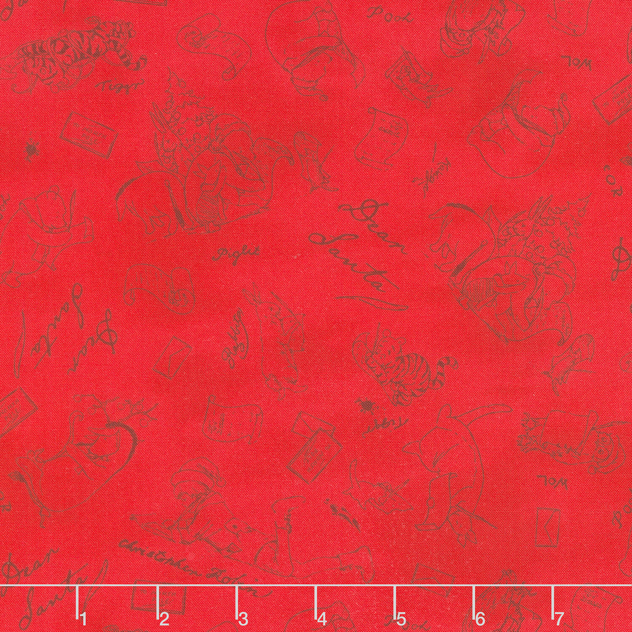 Christmas at Pooh Corner - Dear Santa Mono Red Yardage