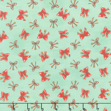 Christmas at Pooh Corner - Bows Light Green Yardage