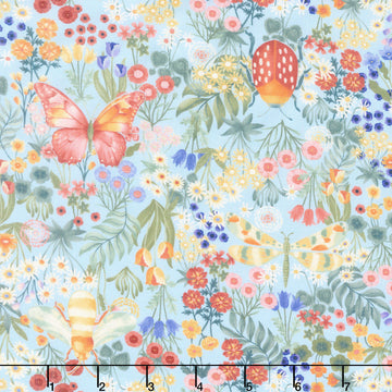 Garden Park - Garden Helpers Light Blue Yardage