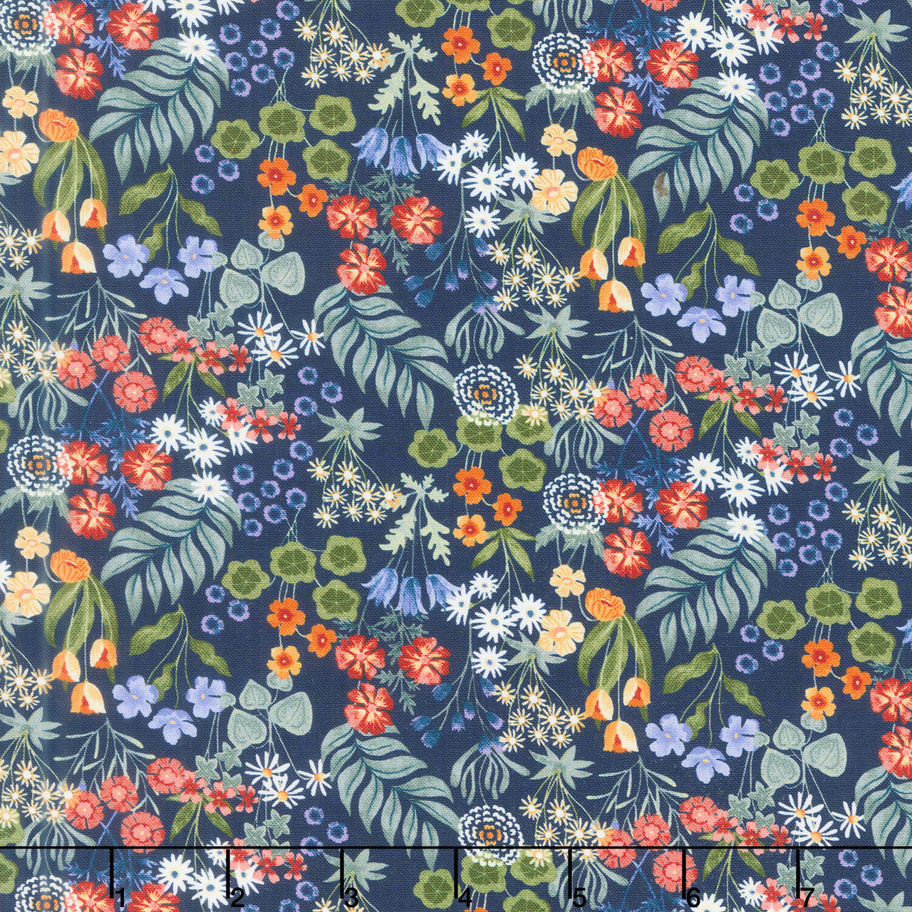 Garden Park - Flower Patch Navy Yardage
