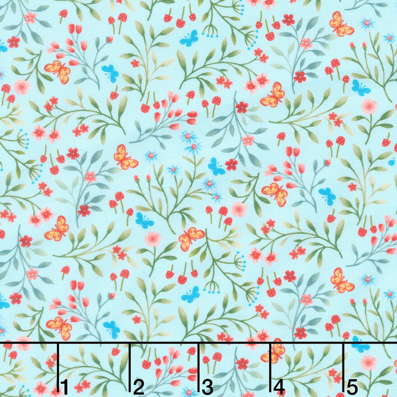 Garden Park - Mini Wildflower Sprigs Light Blue Yardage