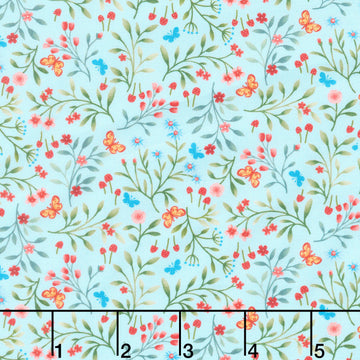 Garden Park - Mini Wildflower Sprigs Light Blue Yardage