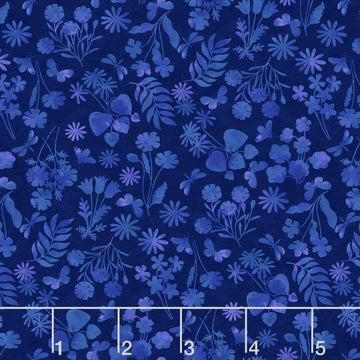 Garden Park - Mini Floral Monotone Navy Yardage