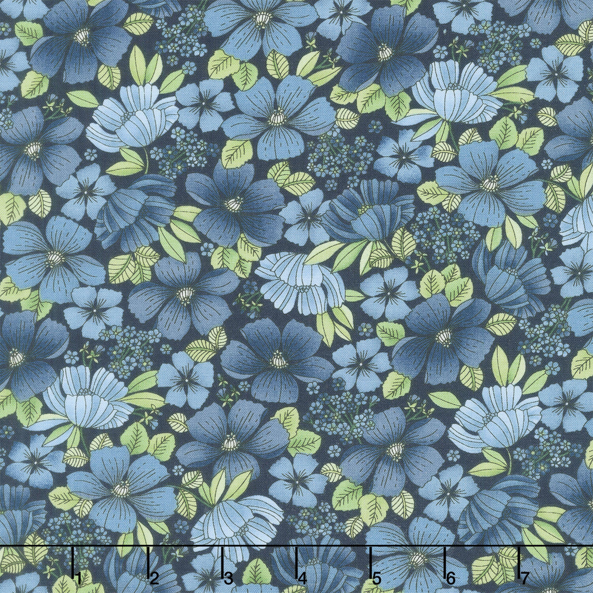 Bar Harbor - Floral All Over Indigo Yardage