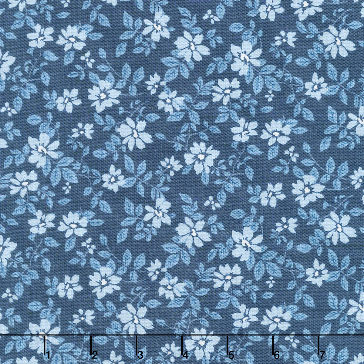 Bar Harbor - Small Floral Toss Twilight Blue Yardage