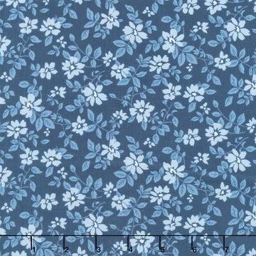 Bar Harbor - Small Floral Toss Twilight Blue Yardage