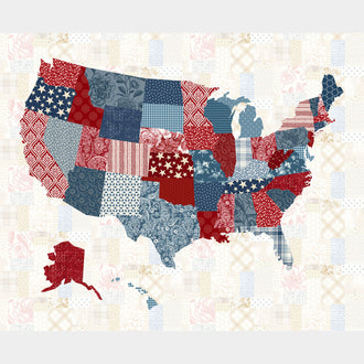 Pieces of America - USA Map Patriotic Panel